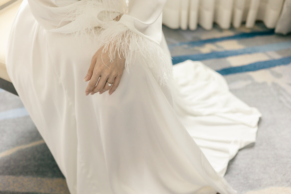 Cornelia Dressing Robe (ostrich feathers )(italian silk)