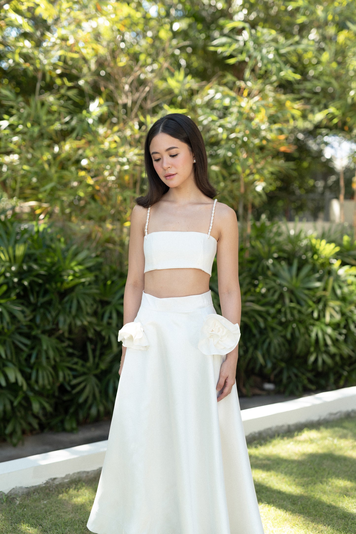 Mirasol Midi Skirt with rose accent