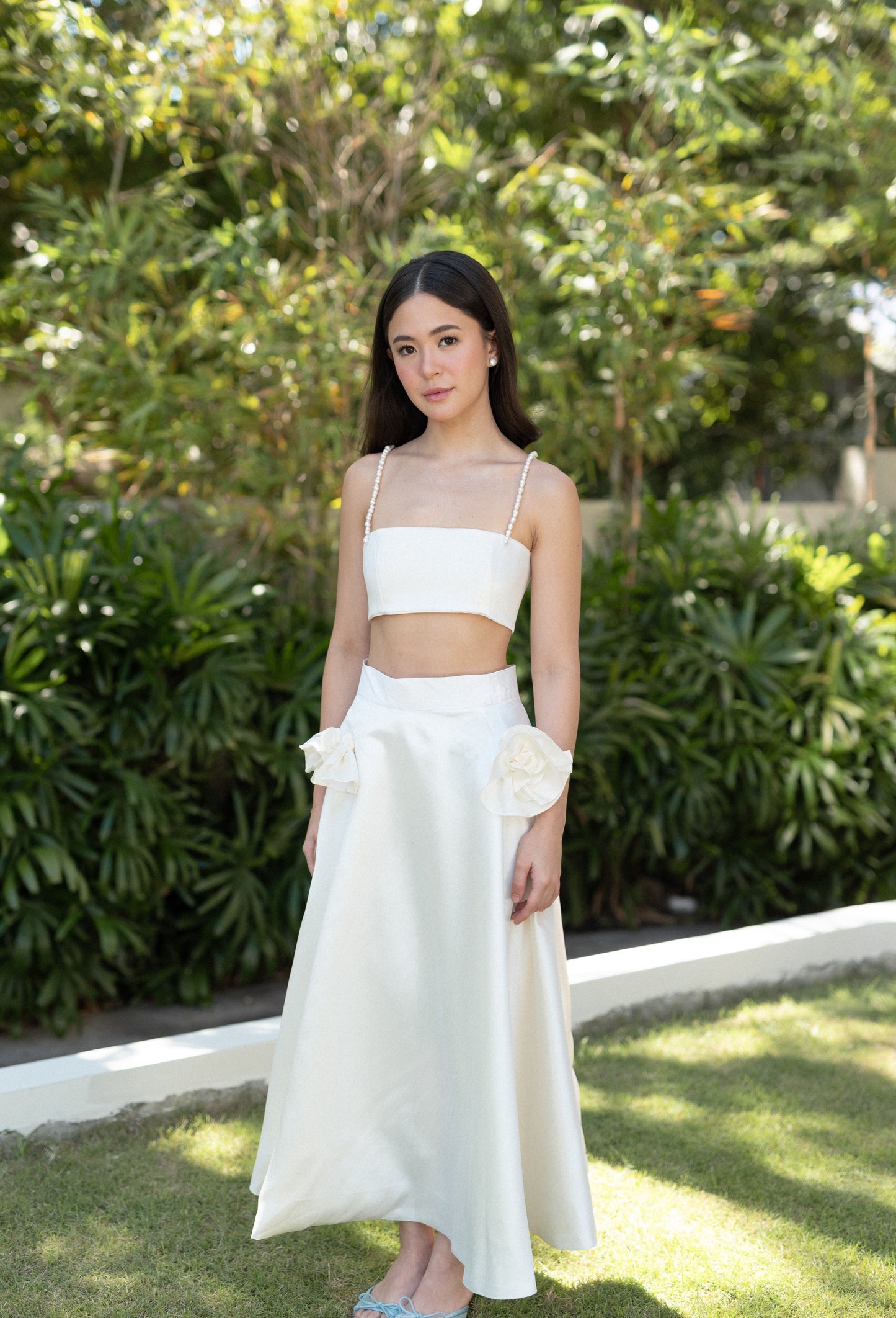 Mirasol Midi Skirt with rose accent