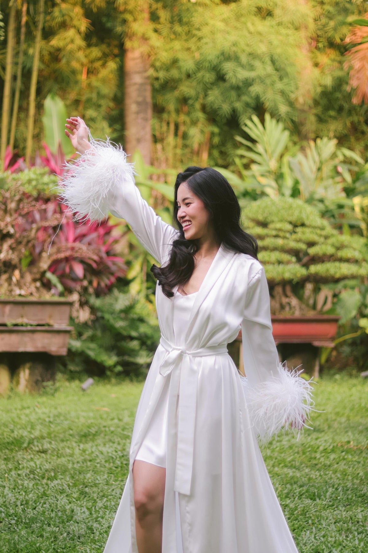 Cornelia Dressing Robe  ( Boa Feathers ) Italian Silk