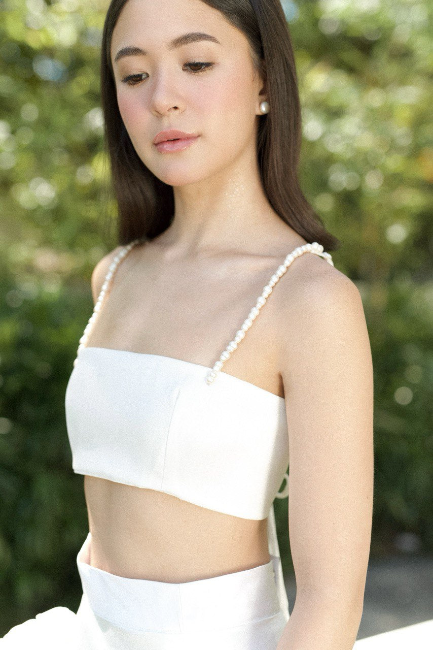 Perla Crop Top with Pearl Strap