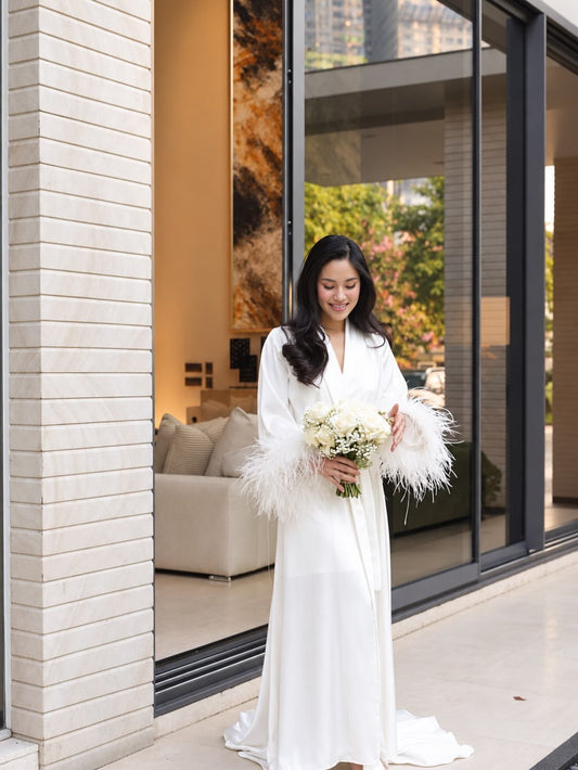 Cornelia Dressing Robe  ( Boa Feathers ) Italian Silk