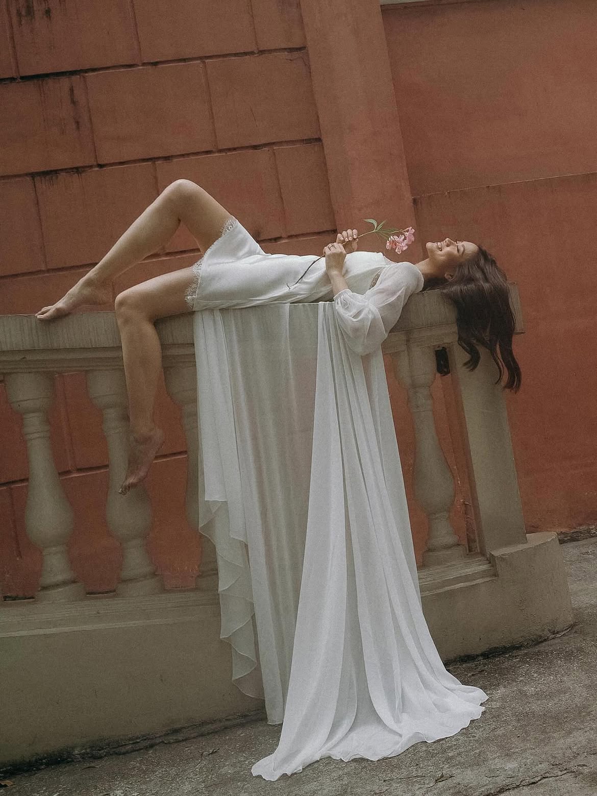 Amara Dressing Robe with lace trim slipdress